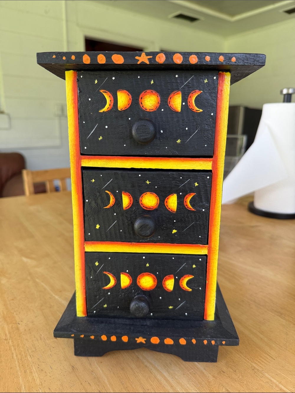 Moon Swing Cabinet Celestial Wooden 3 Drawer Box
